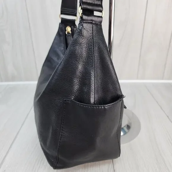 St. John’s Bay Black Leather Hobo Shoulder Bag Satchel Work Office Purse FLAWED - Picture 8 of 16